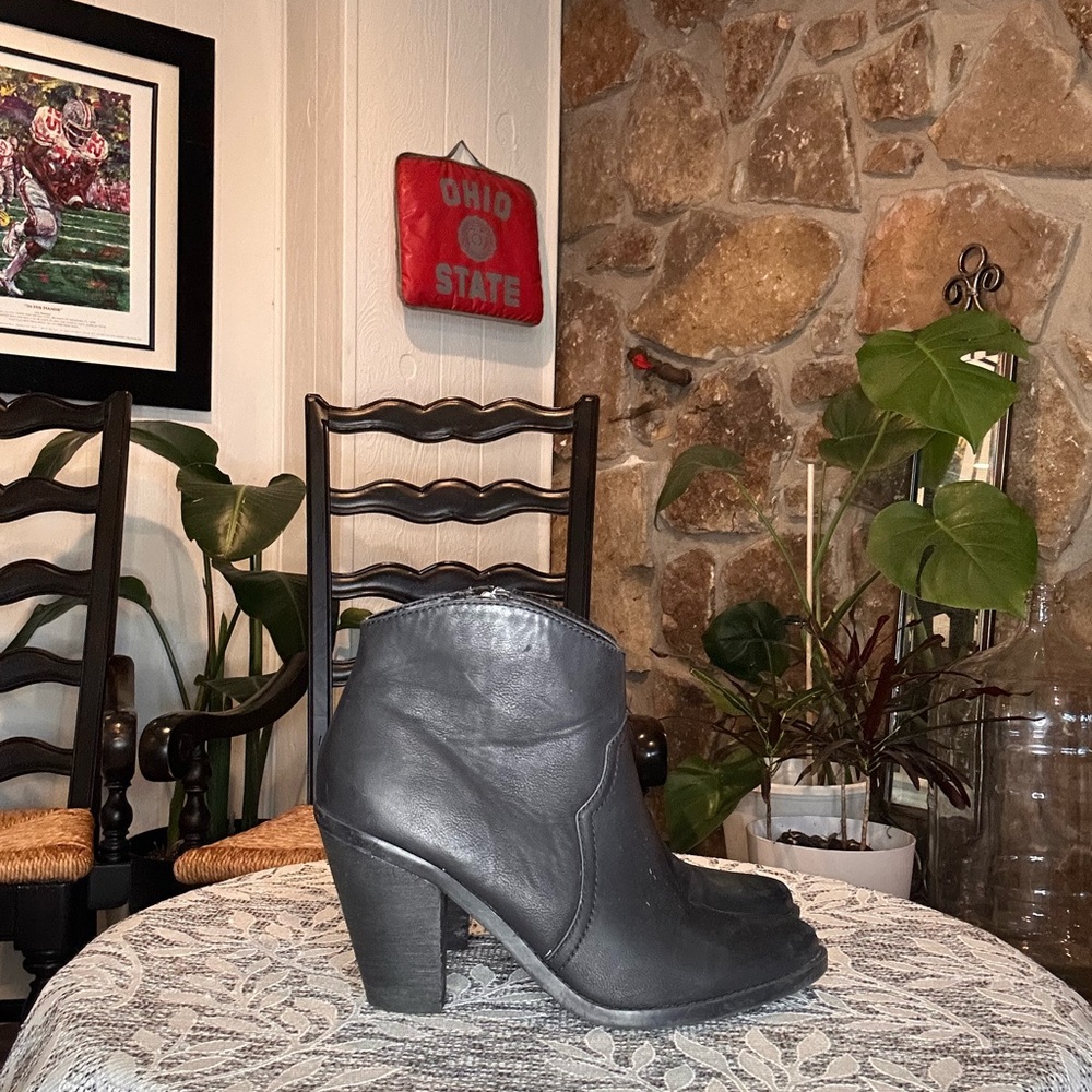 Black Chunky Heeled Ankle Boots